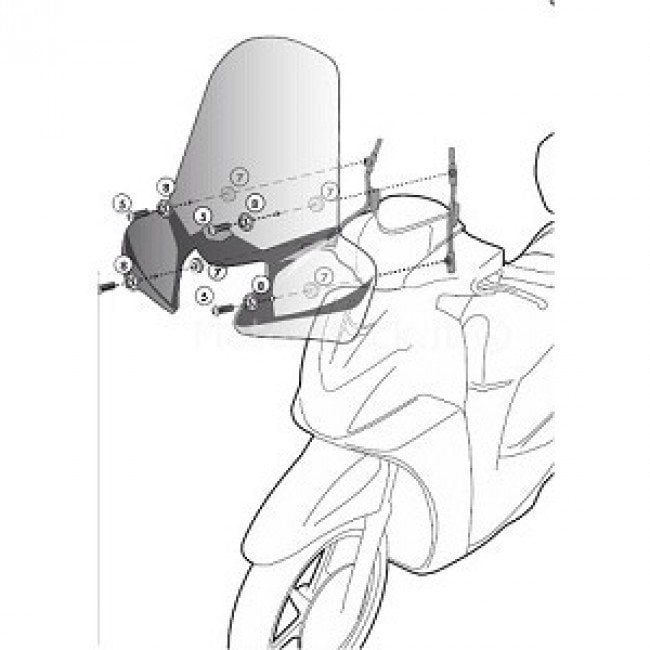 GIVI A5608A PIAGGIO VESPA PRIMAVERA-SPRINT 50-125-150 (14-22) RÜZGAR SİPERLİK BAĞLANTISI