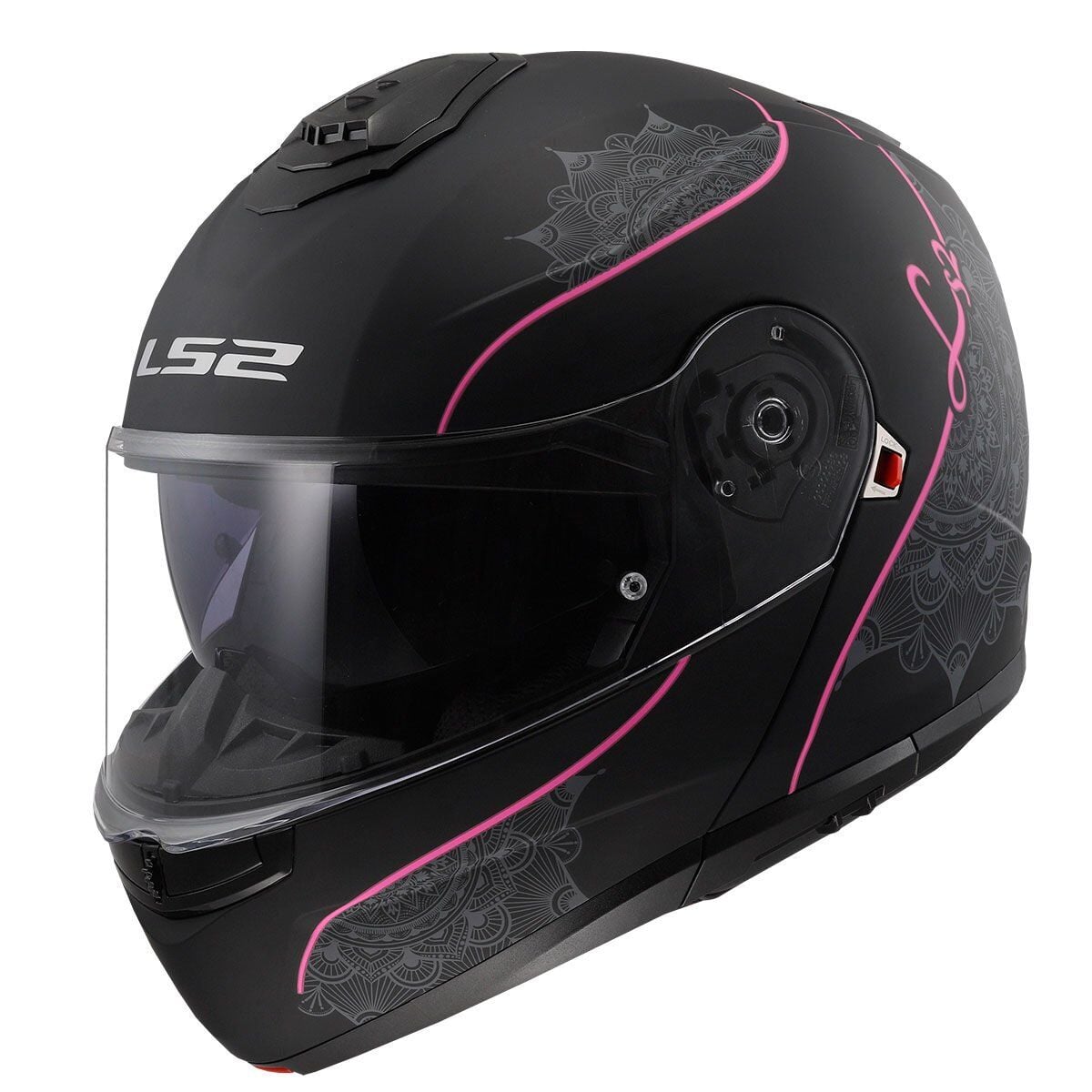 LS2 STROBE 2 LUX MAT SİYAH-PEMBE KASK SIYAH-PEMBE - XS
