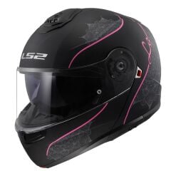 LS2 STROBE 2 LUX MAT SİYAH-PEMBE KASK SIYAH-PEMBE - XS