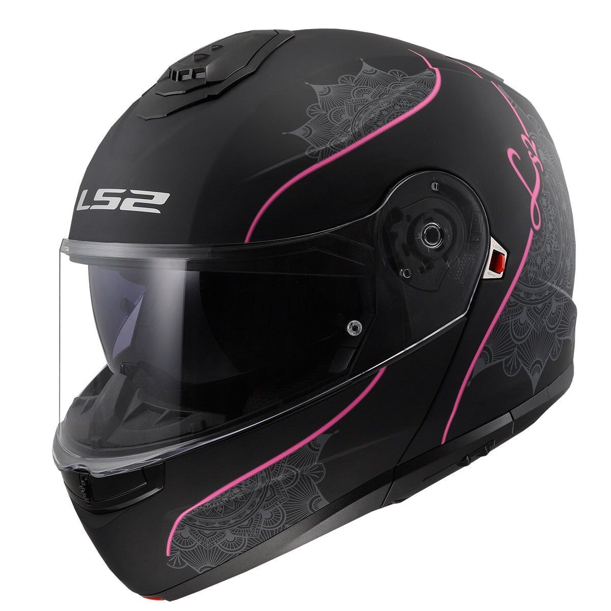 LS2 STROBE 2 LUX MAT SİYAH-PEMBE KASK SIYAH-PEMBE - M