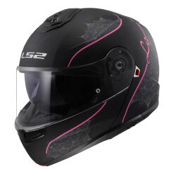 LS2 STROBE 2 LUX MAT SİYAH-PEMBE KASK SIYAH-PEMBE - M