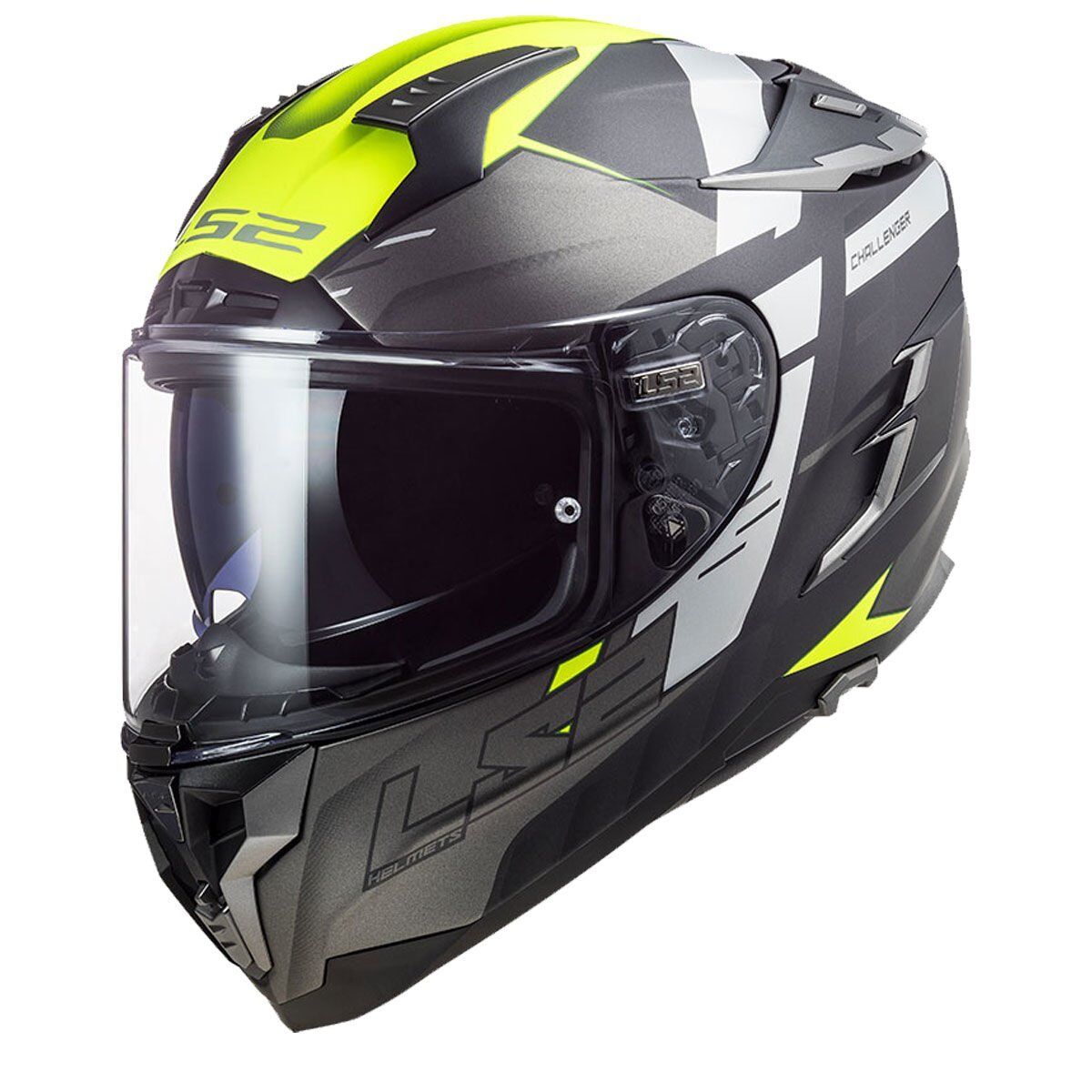 LS2 CHALLENGER ALLERT MAT TITANIUM-NEON SARI KASK MAT TITANIUM-SARI - L