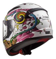 LS2 RAPID MINI CRAZY POP BEYAZ-PEMBE ÇOCUK KASK BEYAZ/PEMBE - M