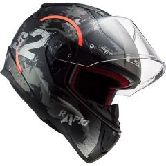 LS2 RAPID CIRCLE MAT TITANIUM-TURUNCU KASK