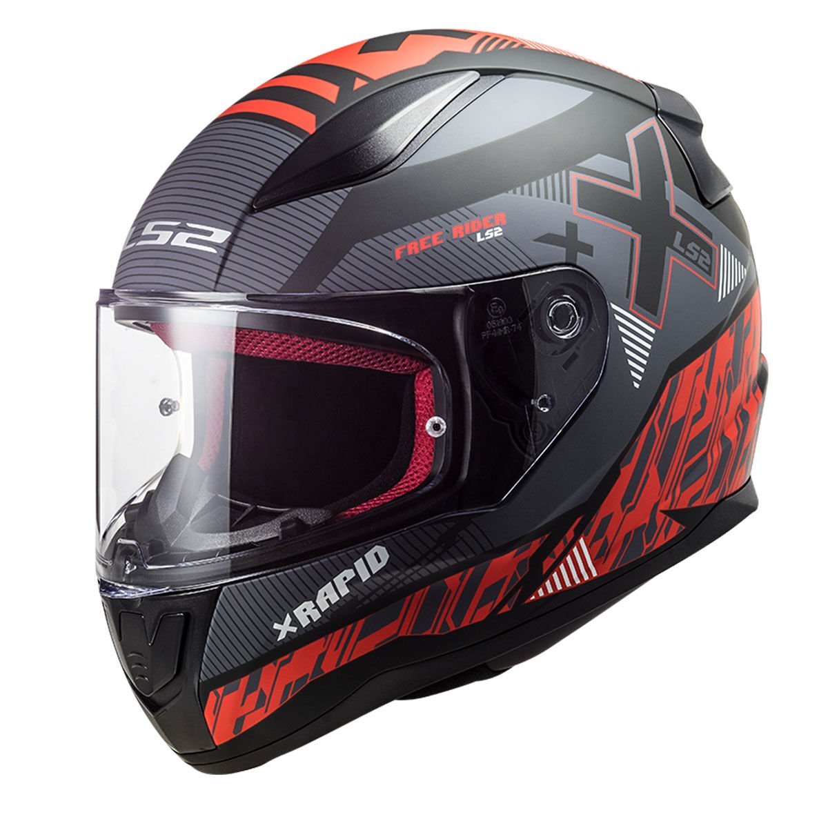 LS2 RAPID XTREET MAT SİYAH-KIRMIZI KASK