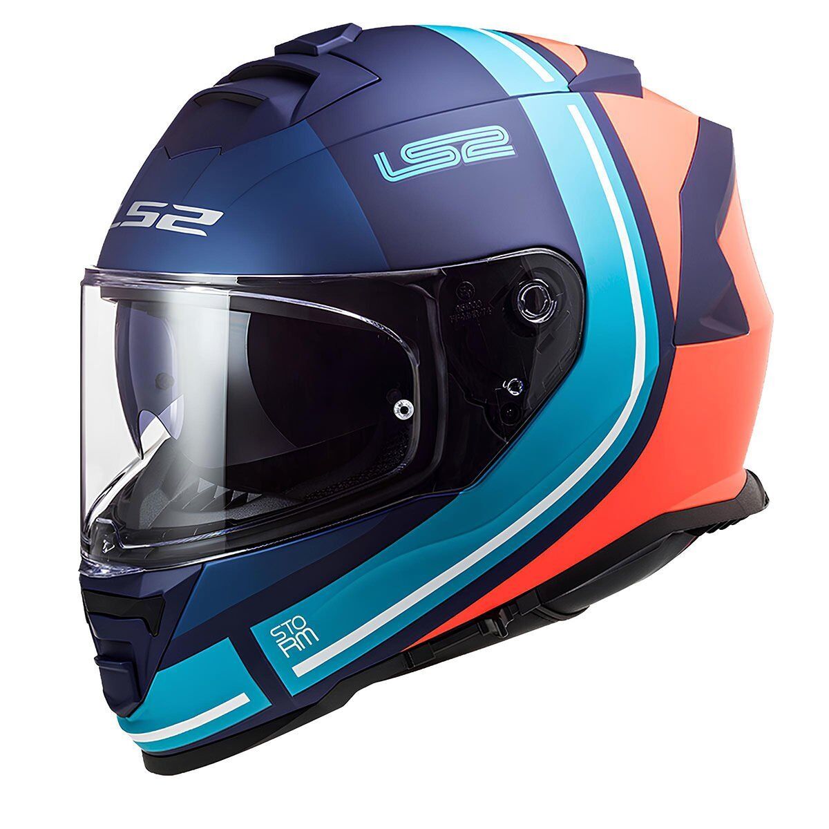 LS2 STORM 2 SLANT MAT MAVİ-TURUNCU KASK MAT MAVI - L