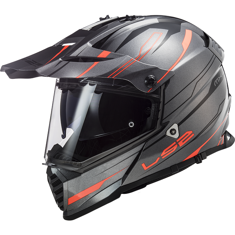 LS2 PIONEER EVO KNIGHT TITANIUM-TURUNCU KASK TURUNCU - S