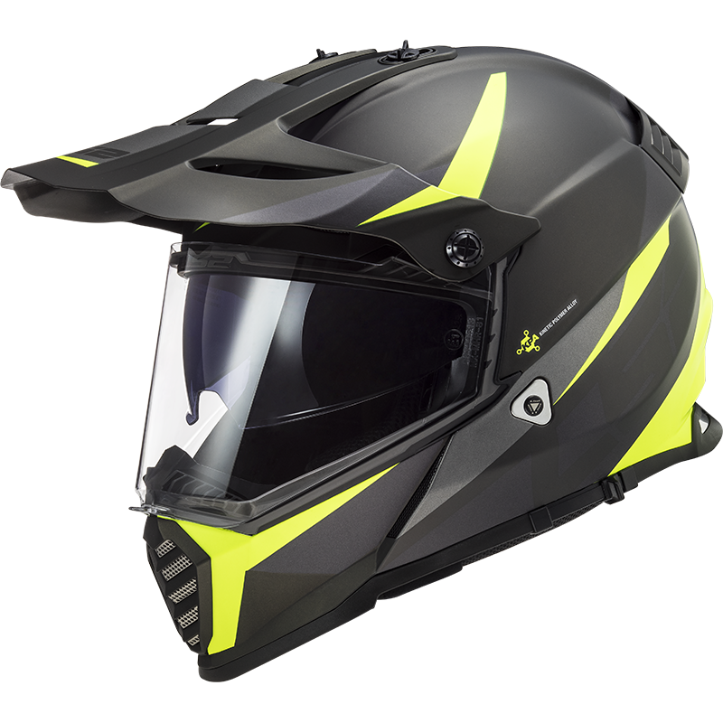 LS2 PIONEER EVO ROUTER MAT SİYAH-NEON SARI KASK MAT SIYAH-NEON SARI - S