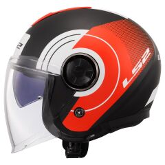 LS2 CLASSY DISKO MAT SİYAH-KIRMIZI-BEYAZ KASK MAT SIYAH-KIRMIZI - S