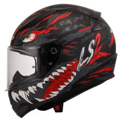 LS2 RAPID 2 KAIJU MAT SİYAH-KIRMIZI-BEYAZ KASK MAT SIYAH-KIRMIZI - L