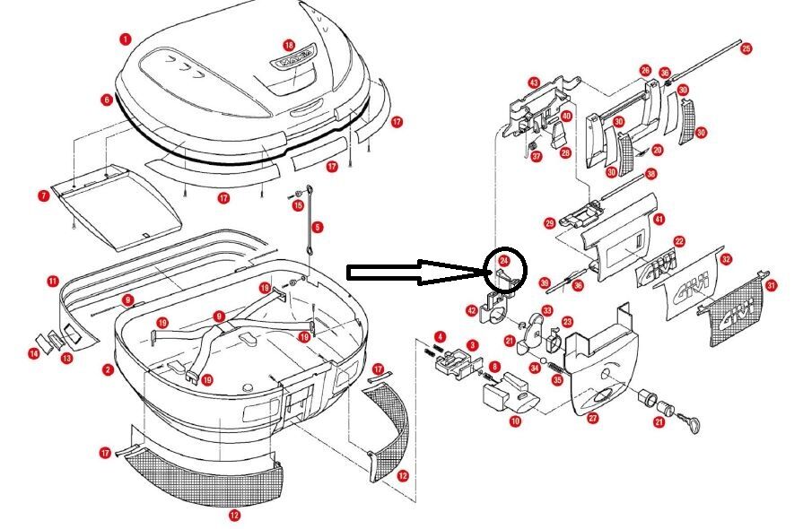 GIVI Z234B ÇANTA KİLİT MEKANİZMA MANDALI E52
