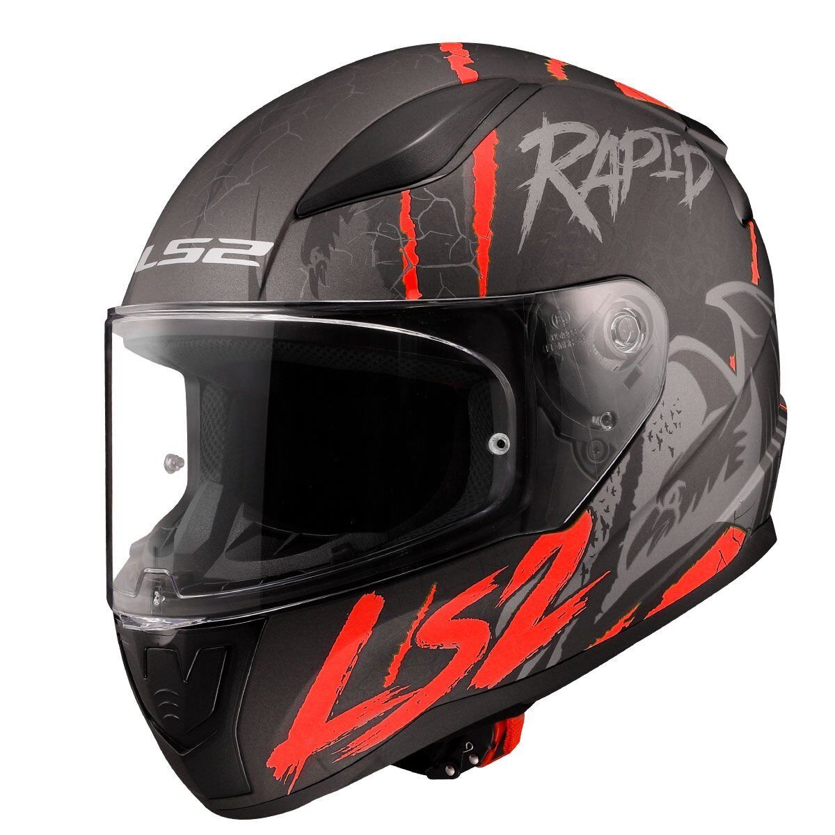 LS2 RAPID 2 RAVEN MAT SİYAH-BEYAZ-KIRMIZI KASK MAT SIYAH-KIRMIZI - XL