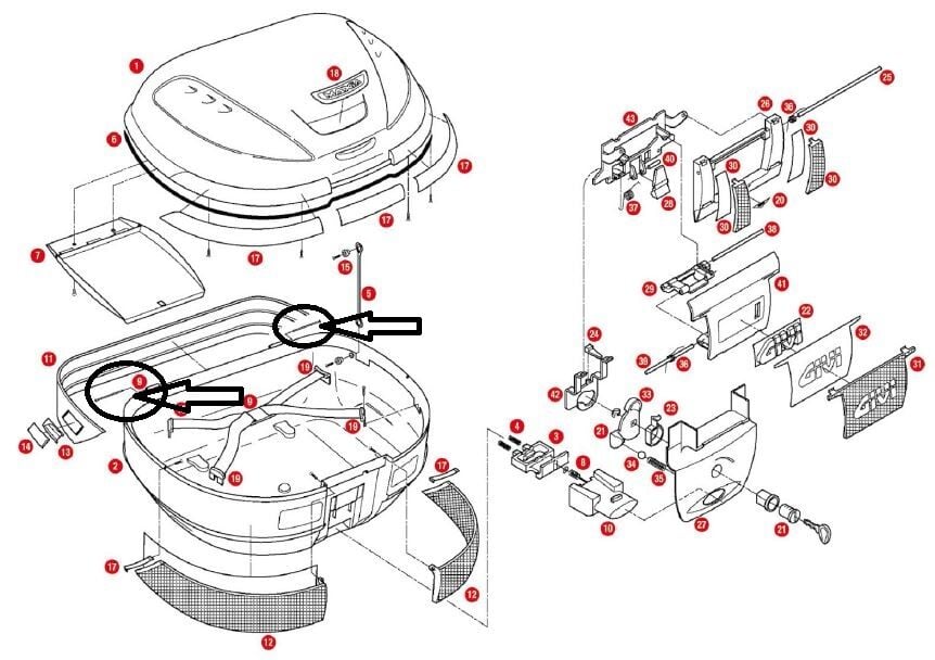 GIVI Z590R ÇANTA PİMİ ÇİFT E55-E52-B47-E450-B37-E36-E45-TRK52-TRK33-V47-E41