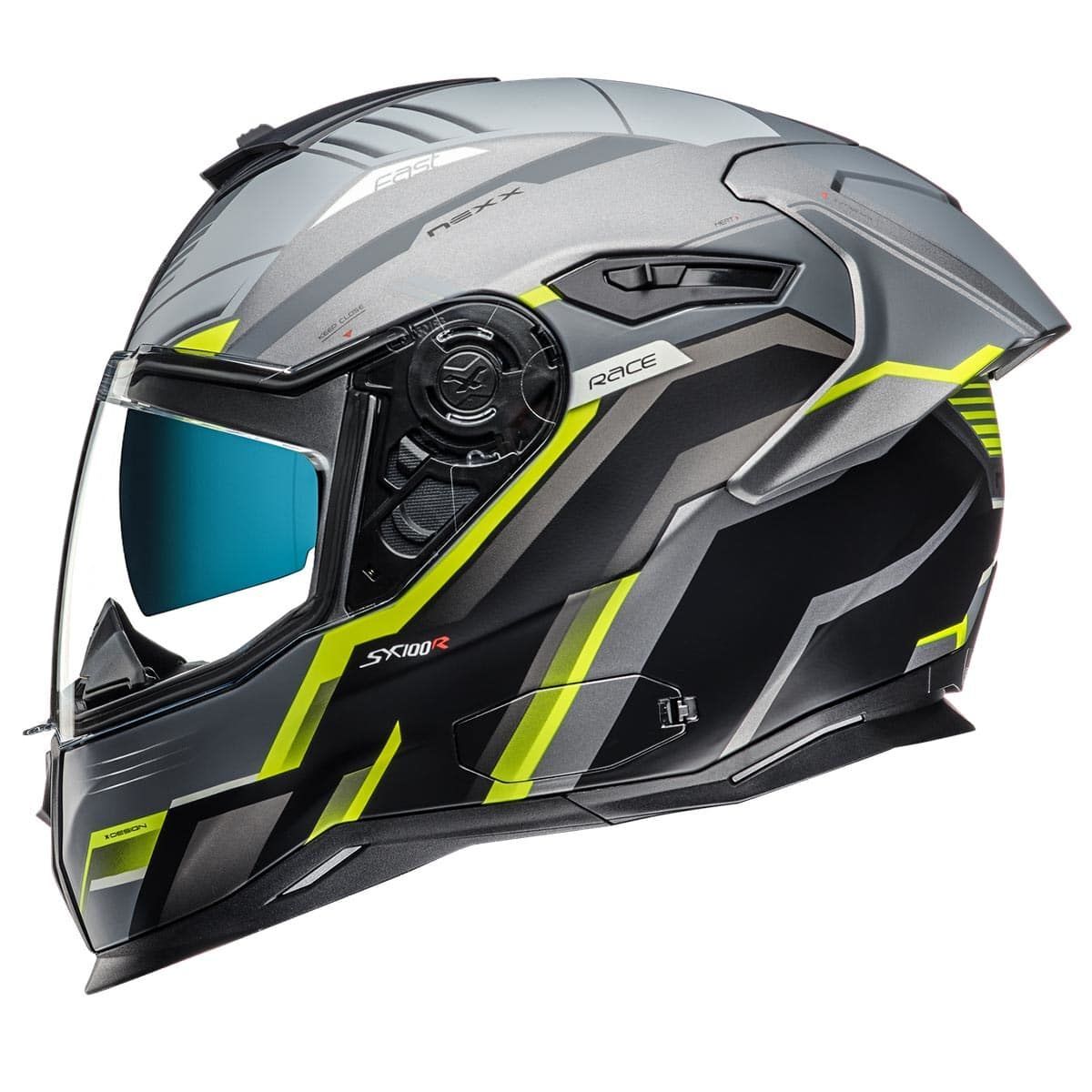 NEXX SX.100R GRIDLINE MAT GRİ-NEON SARI KASK NEON SARI - L