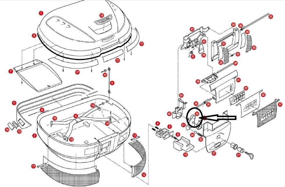 GIVI Z628 ÇANTA KİLİT MEKANİZMASI TUTUCU SAC E52