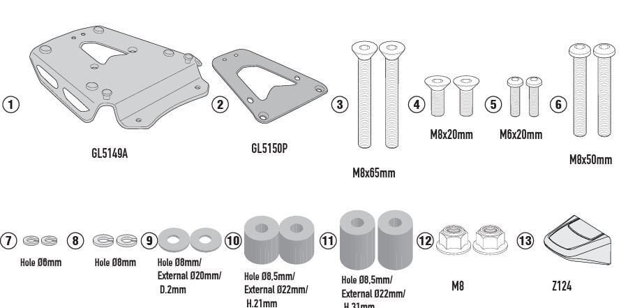 GIVI SRA6422 TRIUMPH TIGER 1200 GT-GT Pro - GT EXP. (22-25) - RALLY EXP. (22-25) ARKA ÇANTA TAŞIYICI