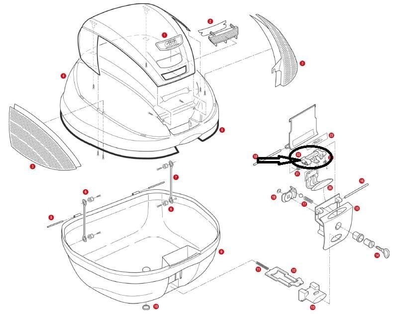 GIVI Z643NR ÇANTA KİLİT PARÇASI TRK33-V46-E370