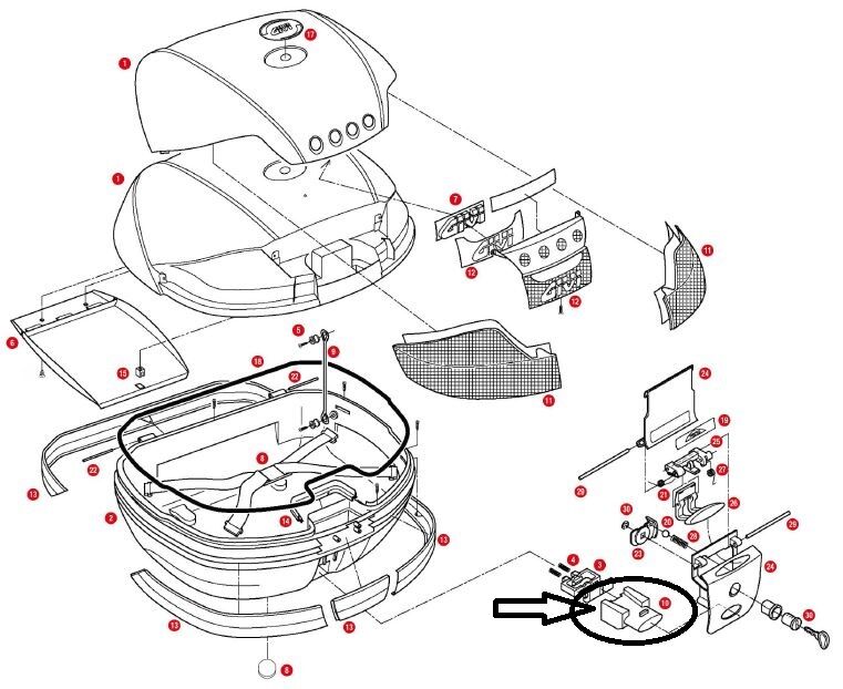 GIVI Z645CR ÇANTA TABLA DÜĞMESİ V46-TRK52-B47-B37-E470-E370-E340-TRK33