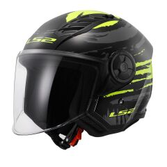 LS2 AIRFLOW 2 BRUSH SİYAH-NEON SARI KASK NEON SARI - XS