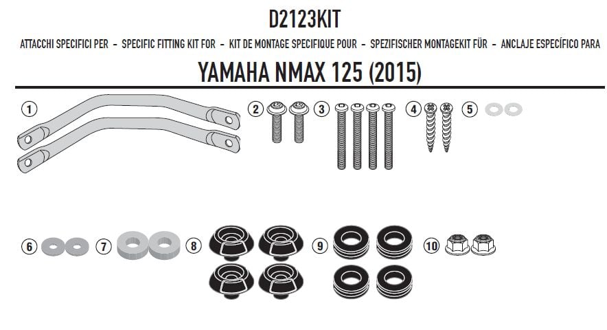 GIVI D2123KIT YAMAHA N-MAX 125-155 (15-20) RÜZGAR SİPERLİK BAĞLANTISI