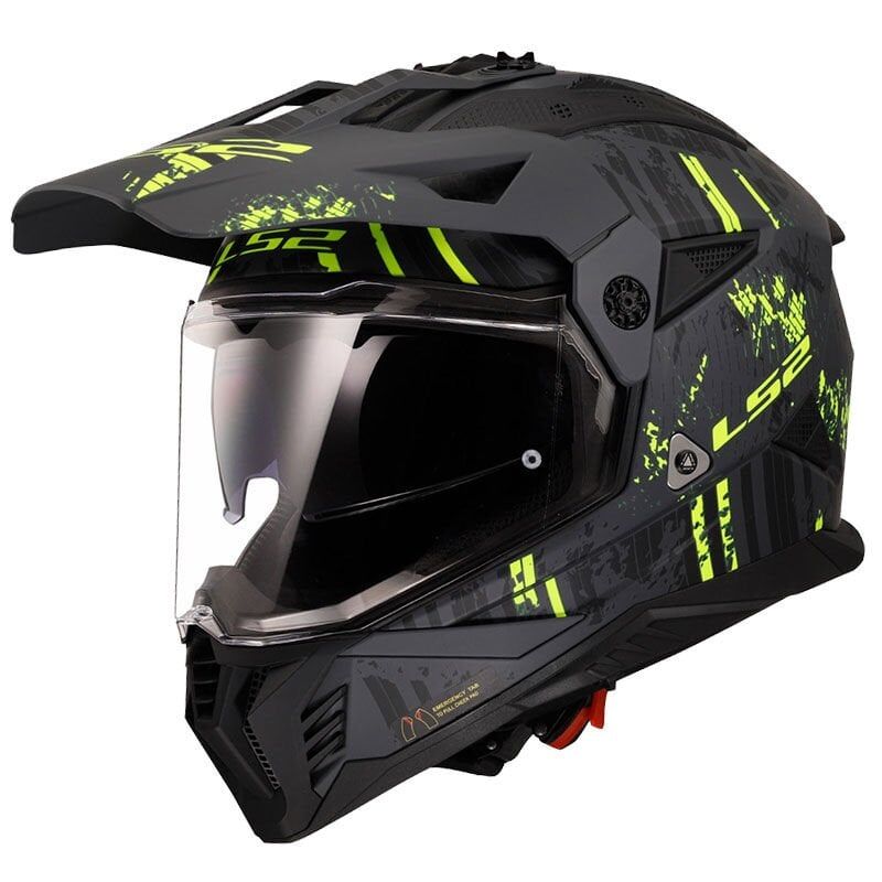 LS2 PIONEER 2 CRAZY MAT SİYAH-GRİ-NEON SARI KASK MAT SIYAH-NEON SARI - XL