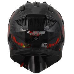LS2 PIONEER 2 CRAZY MAT SİYAH-GRİ-KIRMIZI KASK SIYAH/KIRMIZI - S