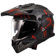 LS2 PIONEER 2 CRAZY MAT SİYAH-GRİ-KIRMIZI KASK SIYAH/KIRMIZI - XL