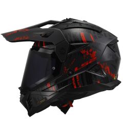 LS2 PIONEER 2 CRAZY MAT SİYAH-GRİ-KIRMIZI KASK SIYAH/KIRMIZI - XXL