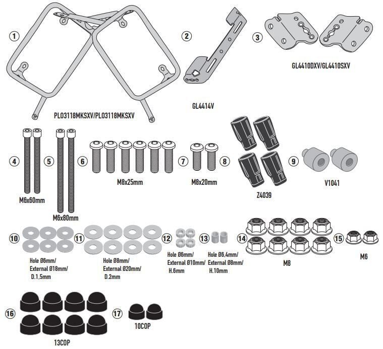 GIVI PLO3118MK SUZUKI V-STROM 1050 (20-21) - V-STROM 1050 XT (20-23) YAN ÇANTA TAŞIYICI