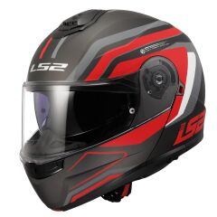 LS2 STROBE 2 PHANTOM MAT TITANIUM-GRİ-KIRMIZI KASK GRI/KIRMIZI - XS