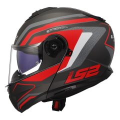 LS2 STROBE 2 PHANTOM MAT TITANIUM-GRİ-KIRMIZI KASK GRI/KIRMIZI - M