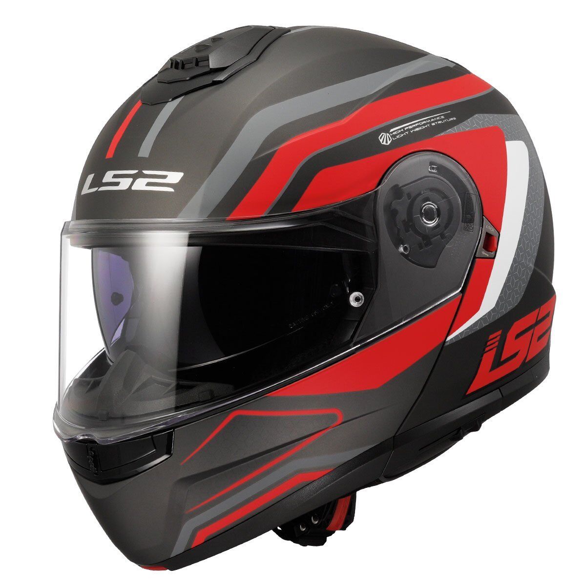 LS2 STROBE 2 PHANTOM MAT TITANIUM-GRİ-KIRMIZI KASK GRI/KIRMIZI - L