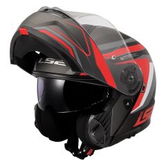 LS2 STROBE 2 PHANTOM MAT TITANIUM-GRİ-KIRMIZI KASK GRI/KIRMIZI - L