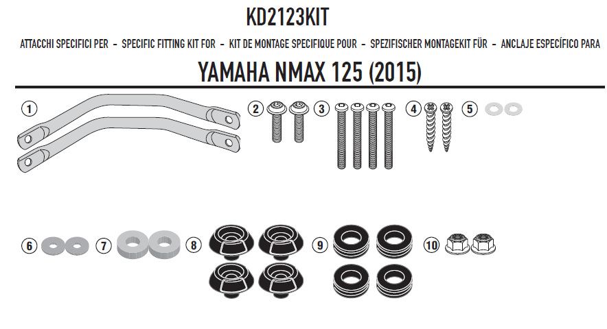 KAPPA D2123KITK YAMAHA N-MAX 125-155 (15-20) RÜZGAR SİPERLİK BAĞLANTISI