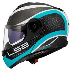 LS2 STROBE 2 VICTORY MAT TITANIUM-BEYAZ-METAL MAVİ KASK MAT TITANIUM - 3XL