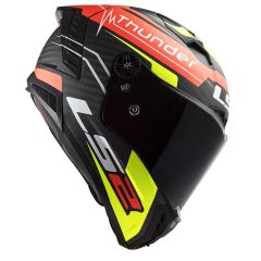 LS2 THUNDER KARBON ATTACK MAT KIRMIZI-NEON SARI KASK MAT KIRMIZI - S