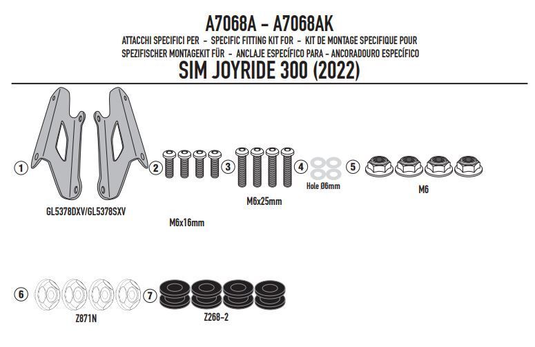 GIVI A7068A SYM JOYRIDE 300 (22-24) SİPERLİK BAĞLANTISI