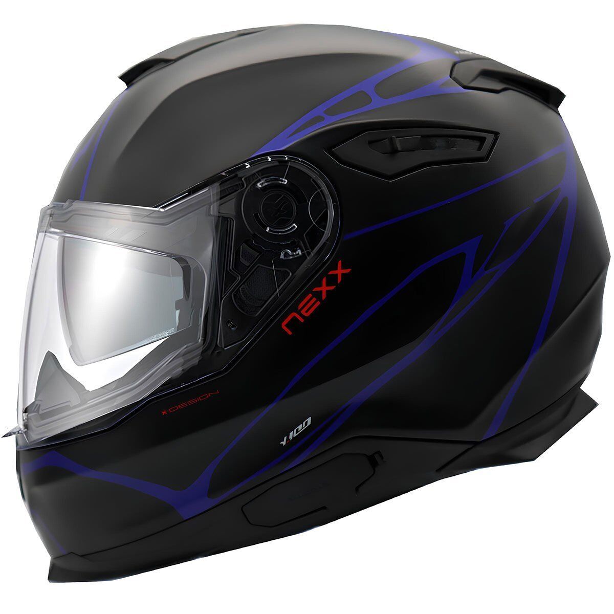 NEXX Y.100 B-SIDE MAT SİYAH-NAVY MAVİ KASK NAVY MAVİ - XL