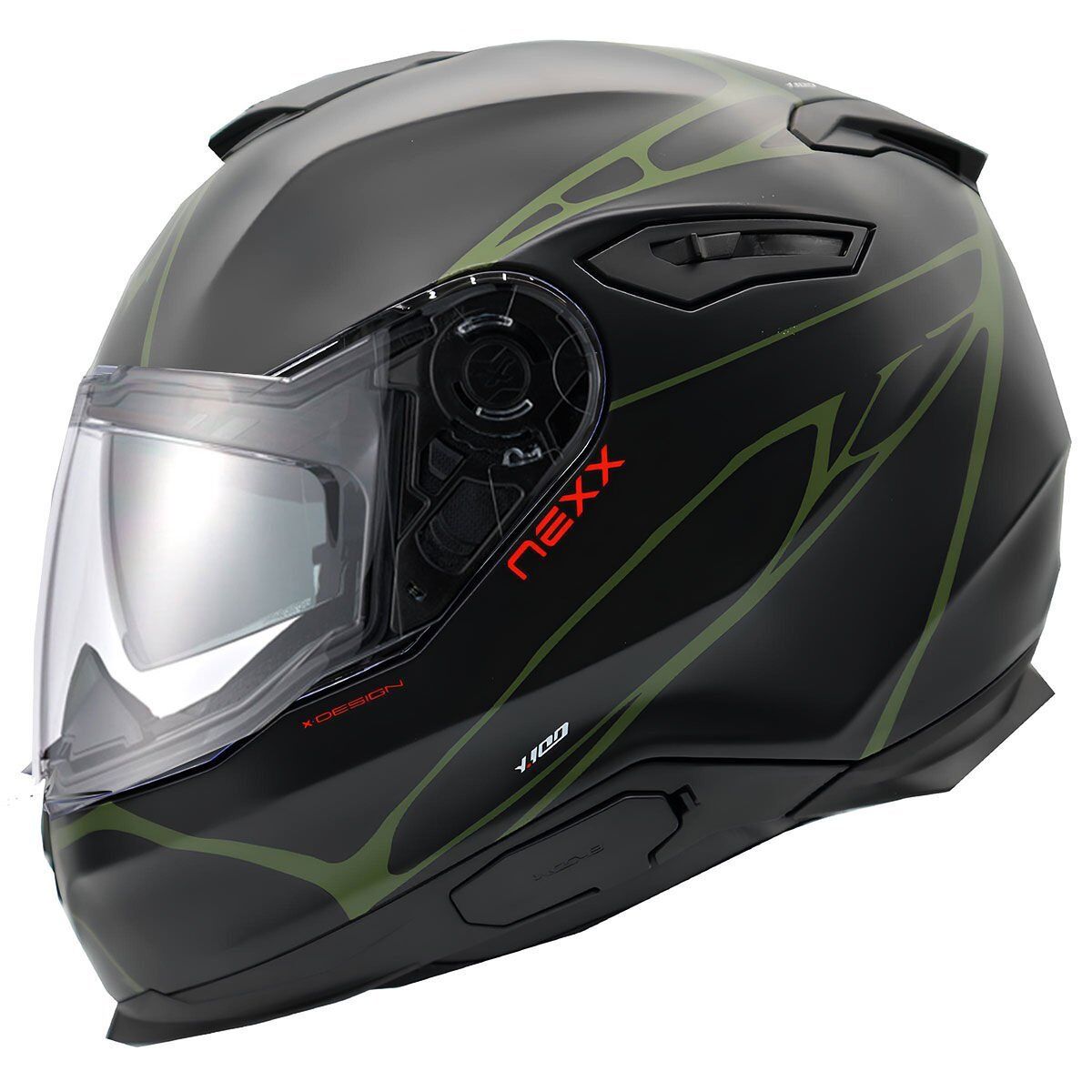 NEXX Y.100 B-SIDE MAT SİYAH-YEŞİL KASK SIYAH-YESIL - S