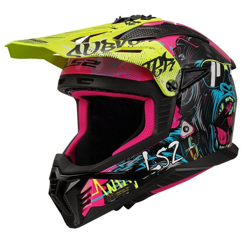 LS2 FAST 2 GORILLA MOR-NEON SARI KASK MOR - XL