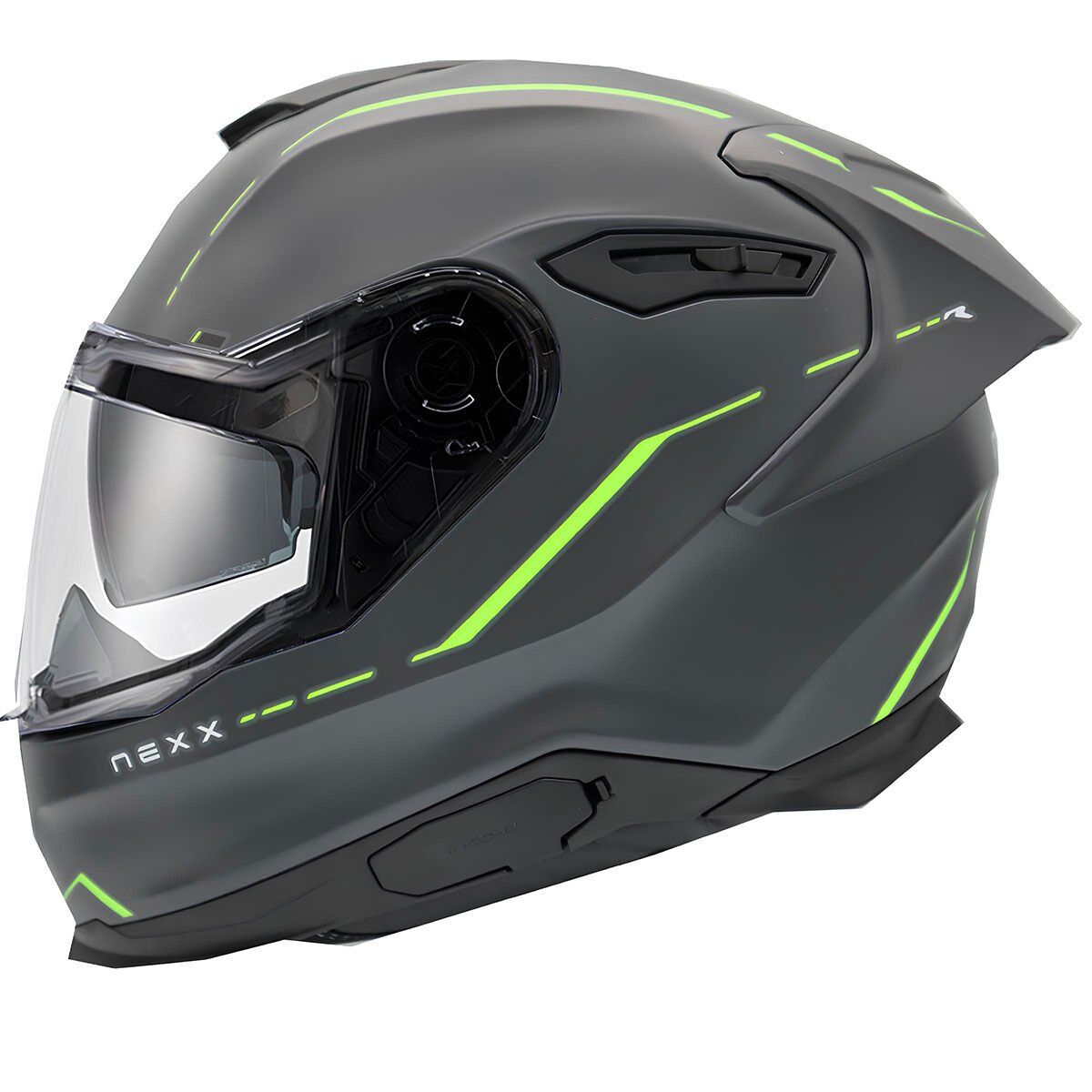 NEXX Y.100R REACT MAT GRİ-YEŞİL KASK YESIL - S