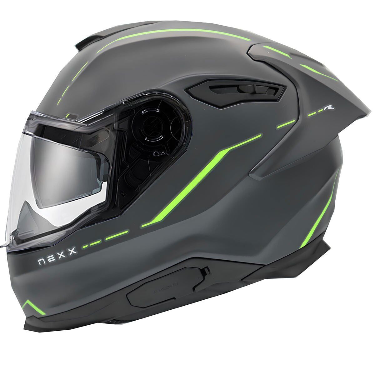 NEXX Y.100R REACT MAT GRİ-YEŞİL KASK YESIL - XL