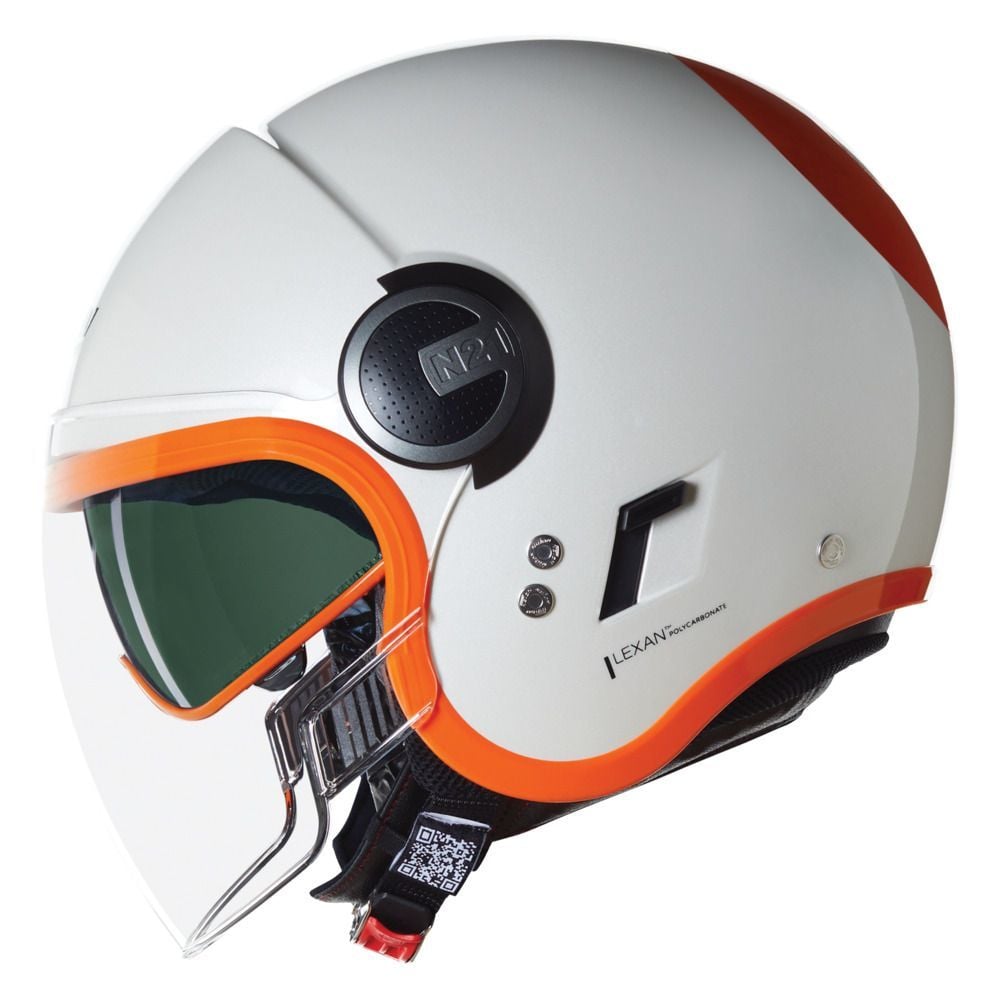 Nolan N21 VISOR OCIO AÇIK MOTOSİKLET KASKI İNCİ BEYAZI / TURUNCU 347
