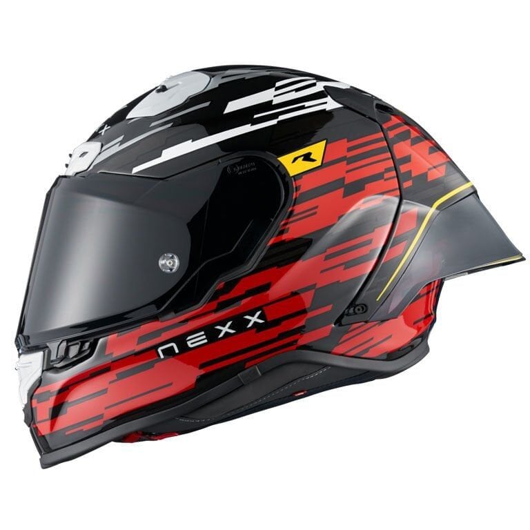 NEXX X.R3R GLITCH RACER KARBON KIRMIZI-BEYAZ KASK KIRMIZI - L