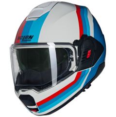 Nolan N120-1 CLASSICO (347) ÇENE ARKAYA AÇILIR KASK LINEO Beyaz / Mavi / Kırmızı