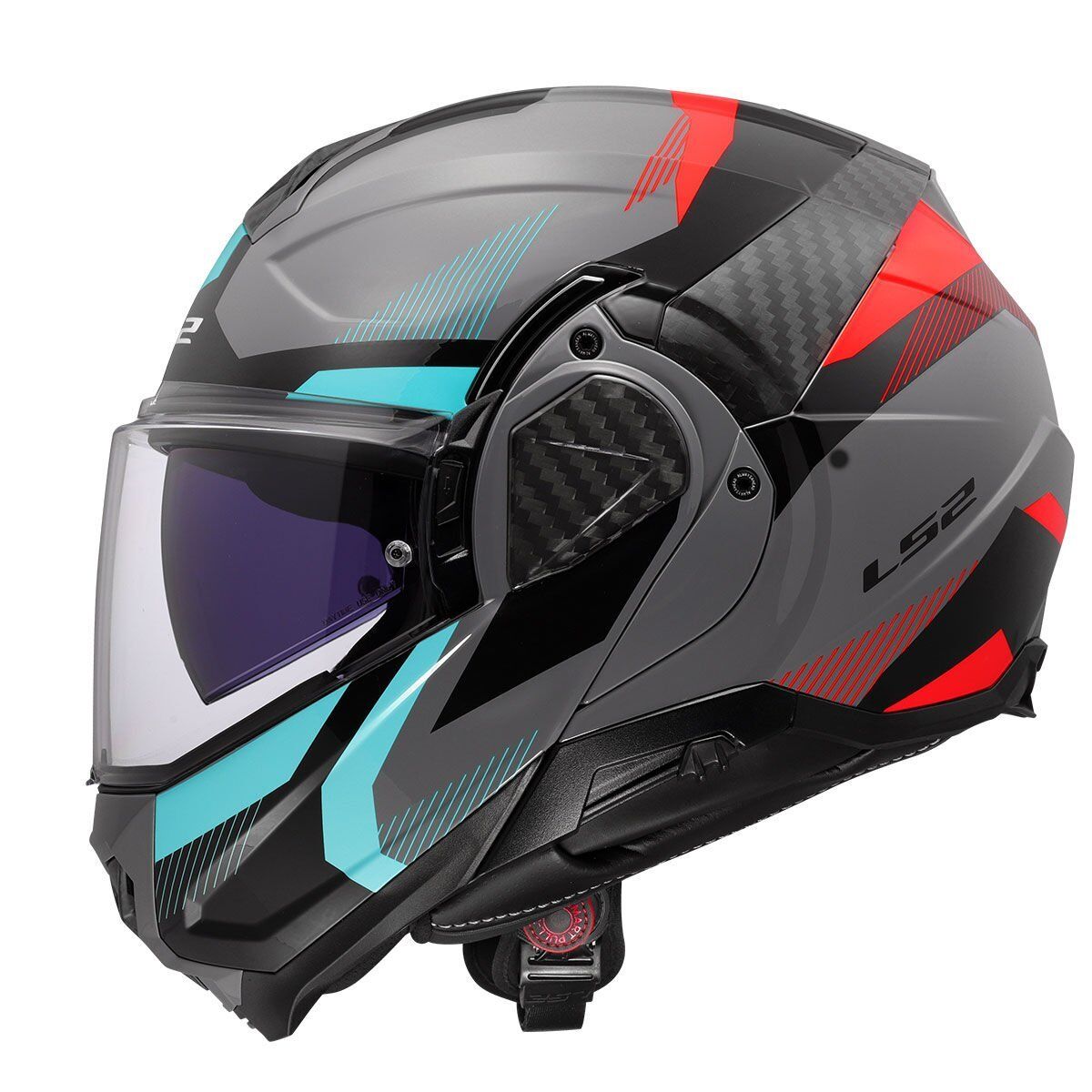 LS2 ADVANT 2 TRIPLE SİYAH-KIRMIZI-GRİ-TURKUAZ KASK TURKUAZ - XL