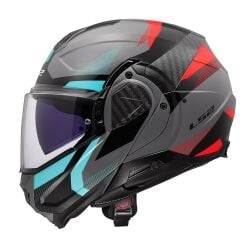 LS2 ADVANT 2 TRIPLE SİYAH-KIRMIZI-GRİ-TURKUAZ KASK TURKUAZ - XL