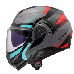 LS2 ADVANT 2 TRIPLE SİYAH-KIRMIZI-GRİ-TURKUAZ KASK TURKUAZ - XXL