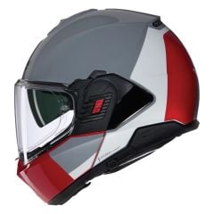 Nolan N120-1 GRAFO (349) ÇENE ARKAYA AÇILIR KASK Gri/Beyaz/Kırmızı