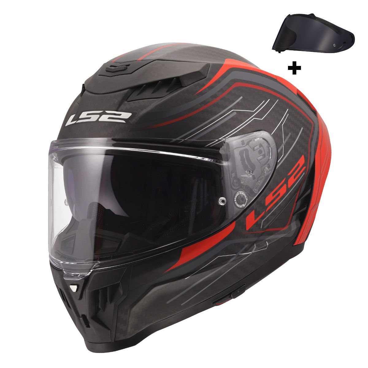 LS2 DRAGON KARBON SUBIC KIRMIZI KASK